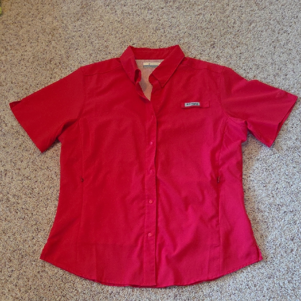 Columbia Fushia Tamiami II Short Sleeve Shirt, med